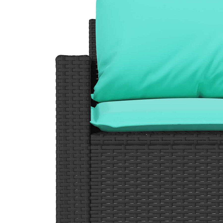 4-delige Loungeset met kussens poly rattan zwart