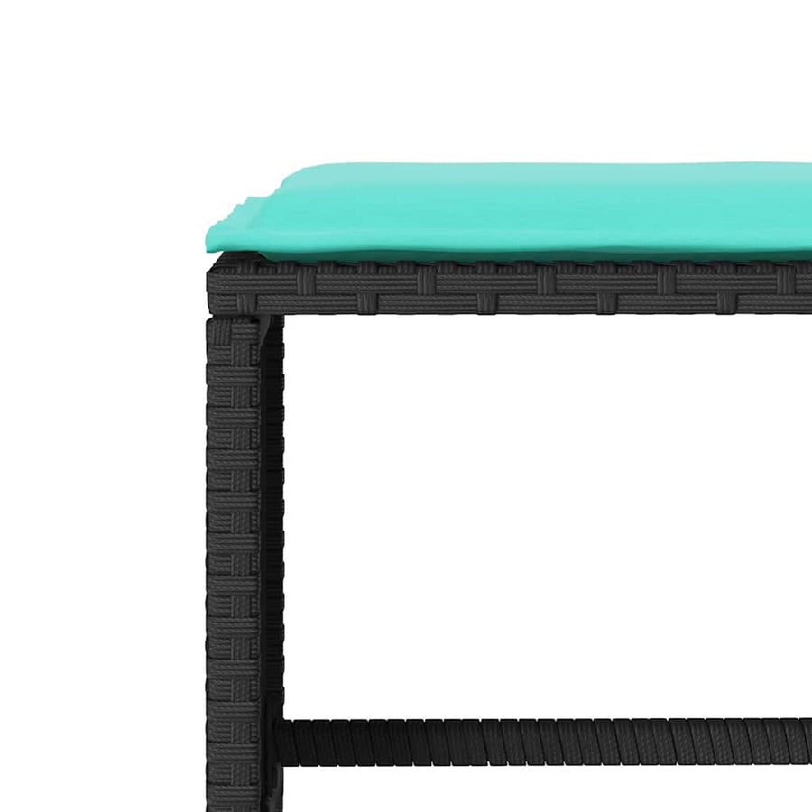 4-delige Loungeset met kussens poly rattan zwart