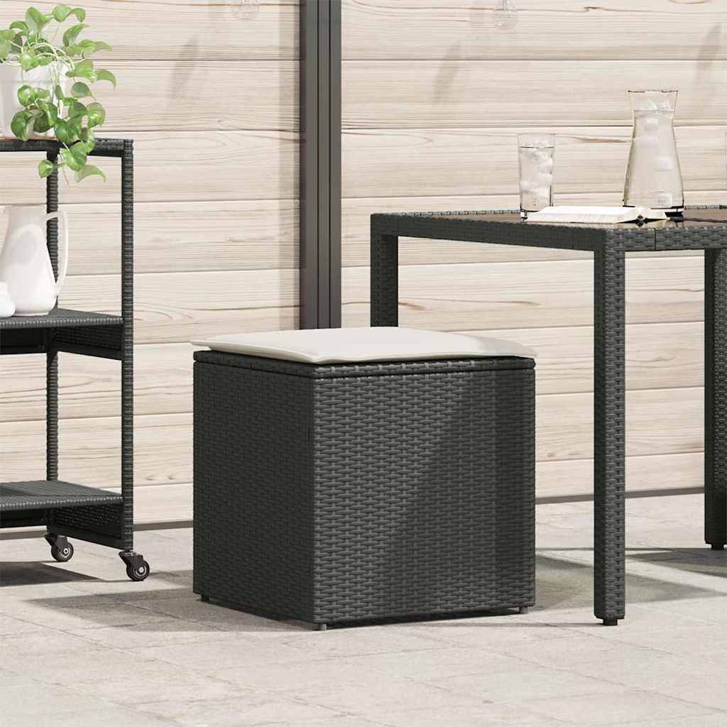 Kussenbox met opslag Zwart 50 x 50 x 50 cm poly rattan