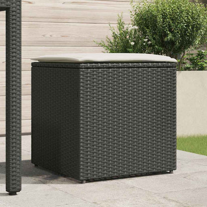 Kussenbox met opslag Zwart 50 x 50 x 50 cm poly rattan