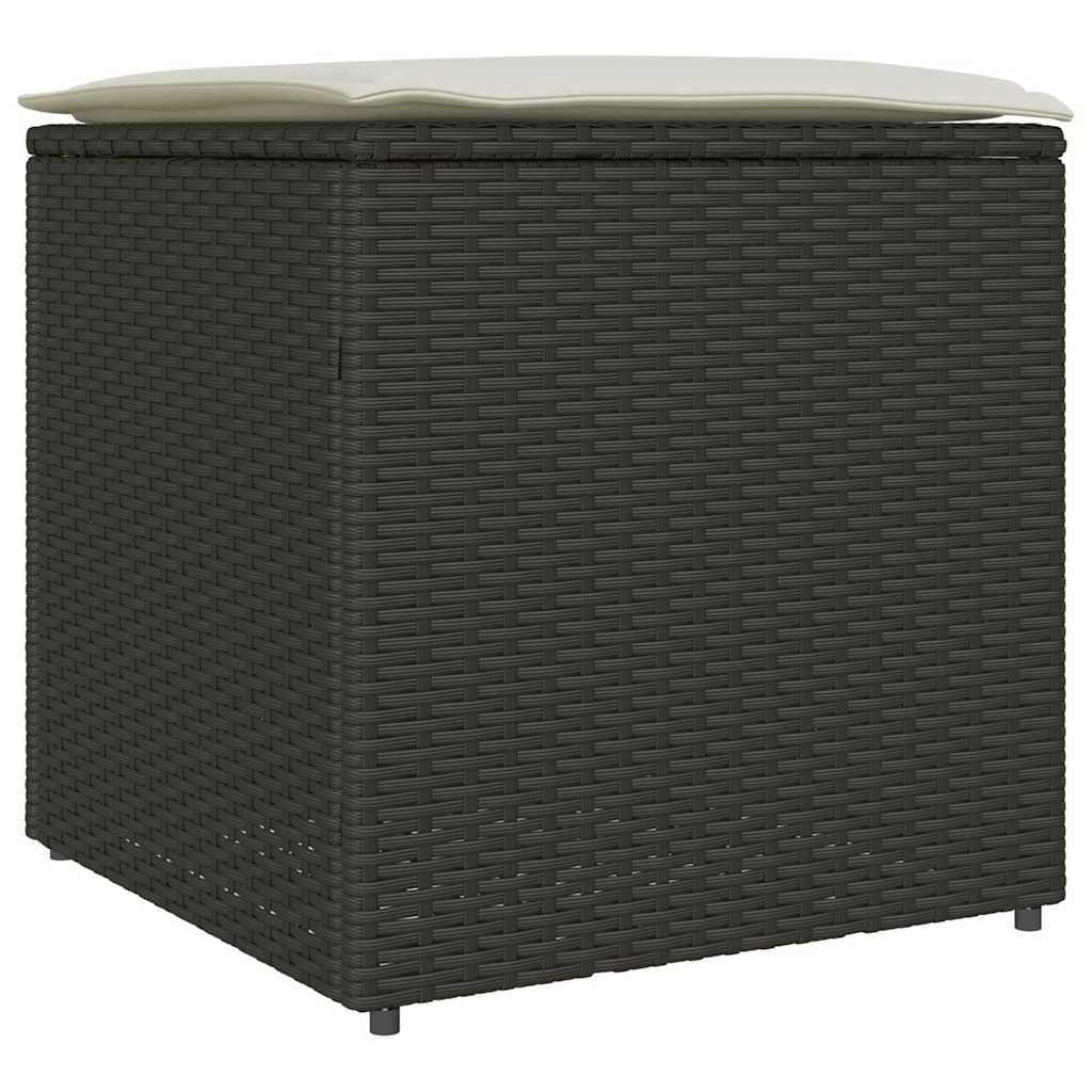 Kussenbox met opslag Zwart 50 x 50 x 50 cm poly rattan