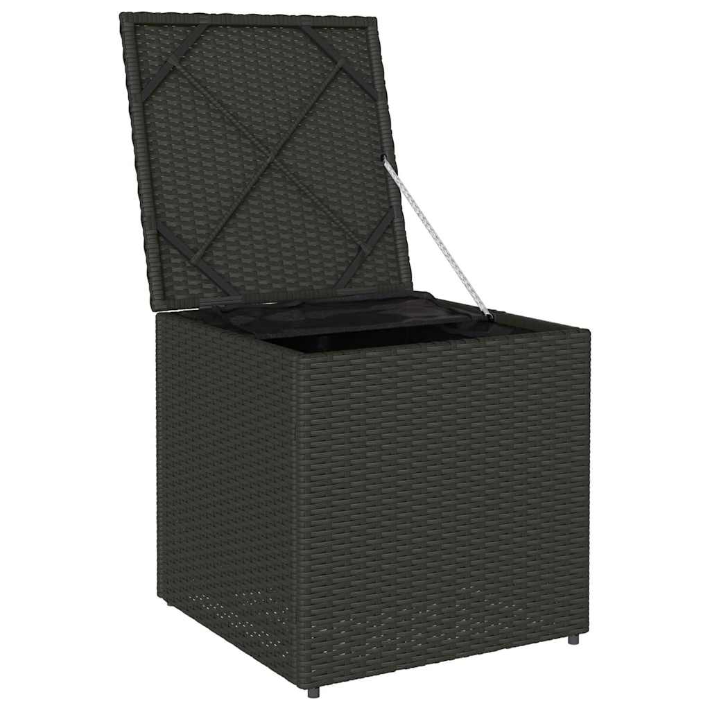 Kussenbox met opslag Zwart 50 x 50 x 50 cm poly rattan