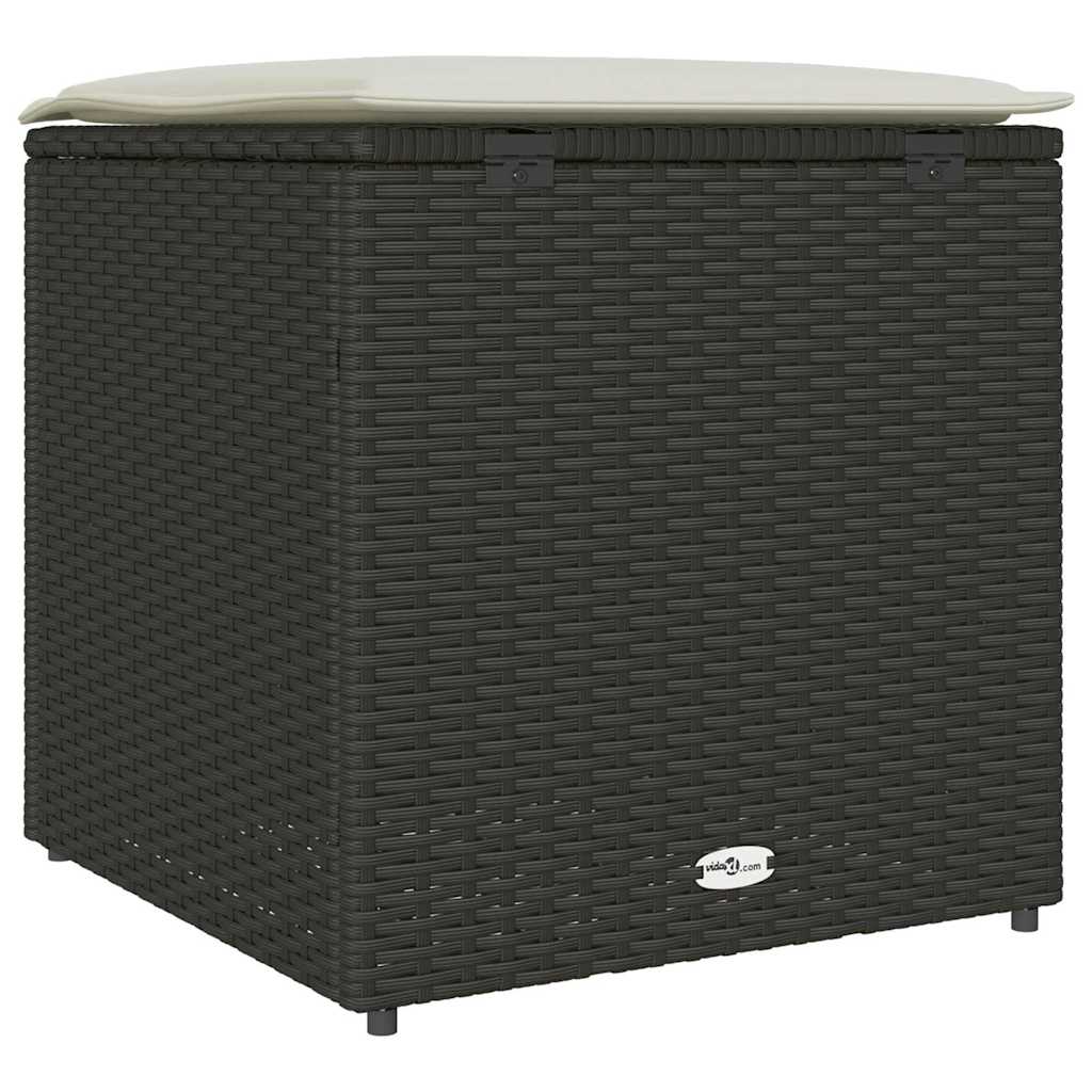 Kussenbox met opslag Zwart 50 x 50 x 50 cm poly rattan