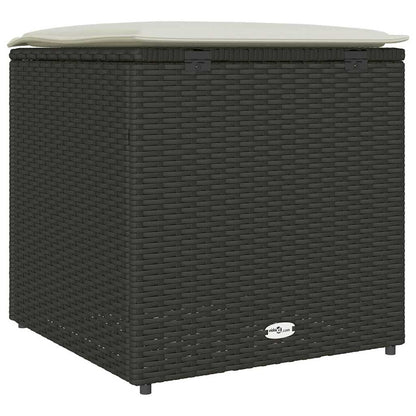 Kussenbox met opslag Zwart 50 x 50 x 50 cm poly rattan