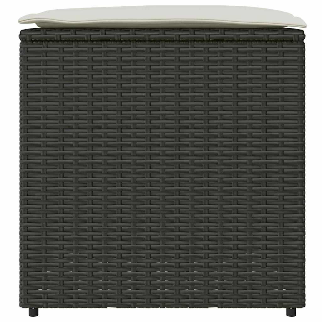 Kussenbox met opslag Zwart 50 x 50 x 50 cm poly rattan