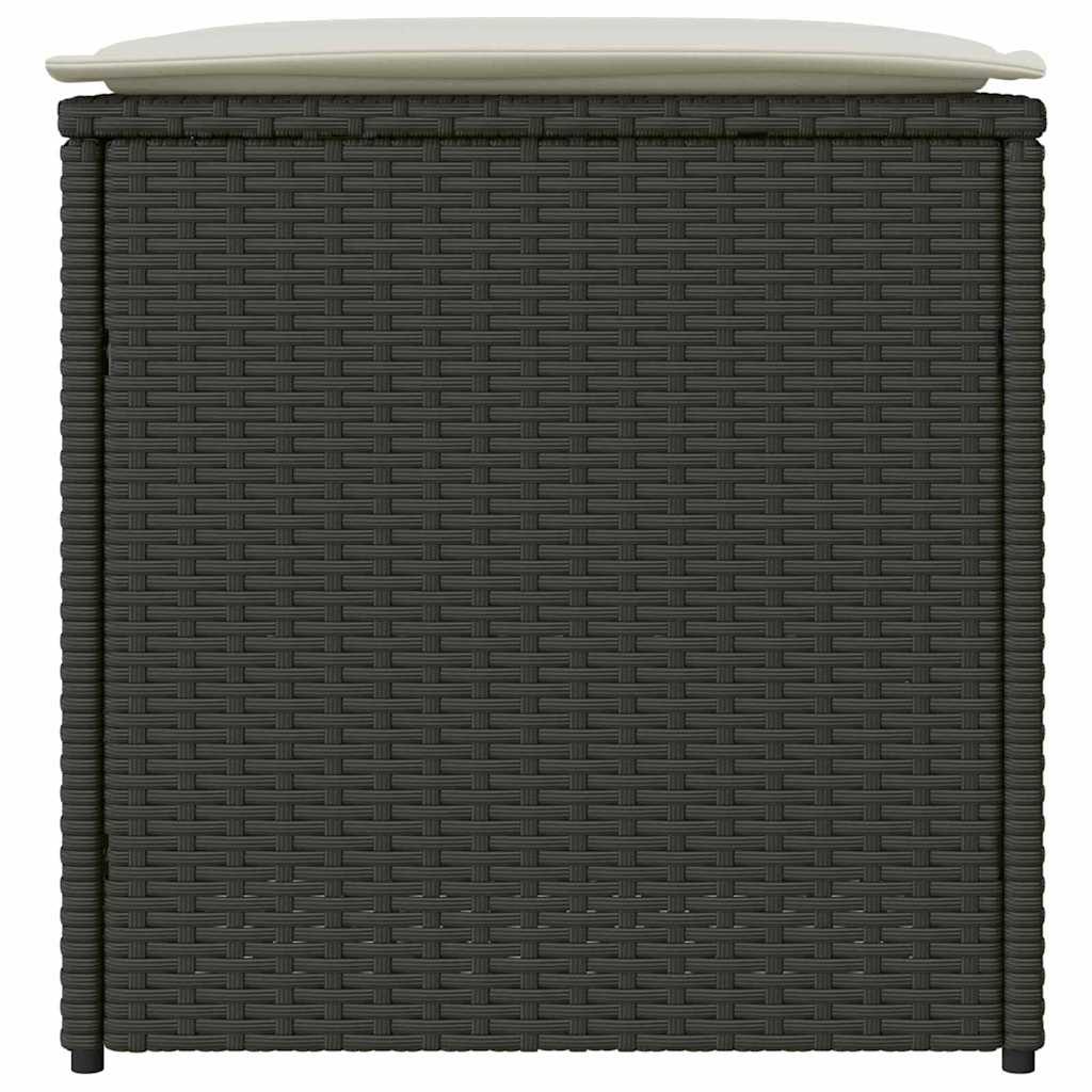 Kussenbox met opslag Zwart 50 x 50 x 50 cm poly rattan