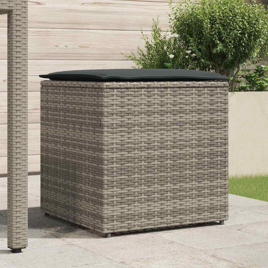 Kussenbox met opslag Grijs 50 x 50 x 50 cm poly rattan