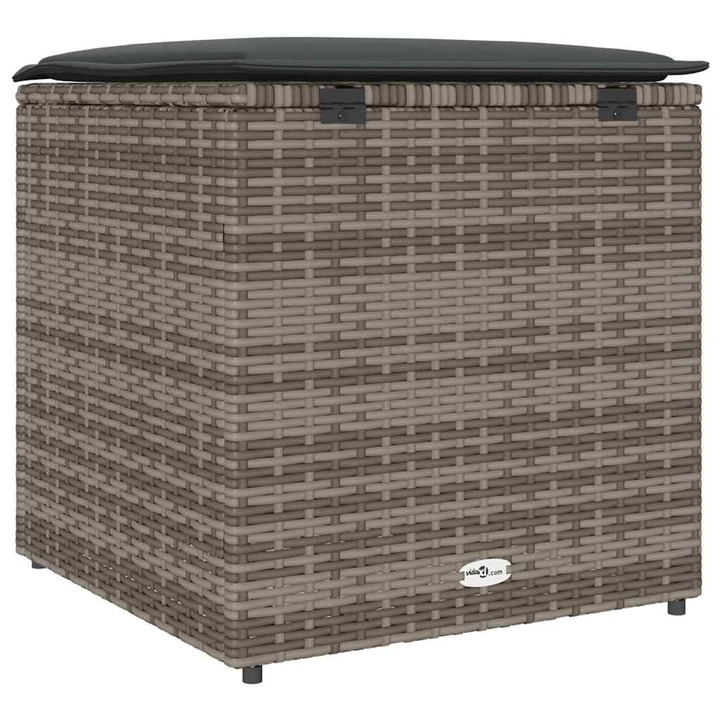 Kussenbox met opslag Grijs 50 x 50 x 50 cm poly rattan