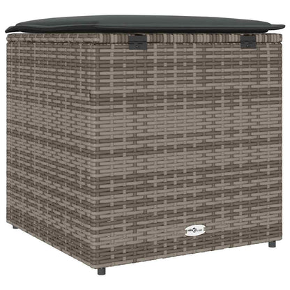 Kussenbox met opslag Grijs 50 x 50 x 50 cm poly rattan