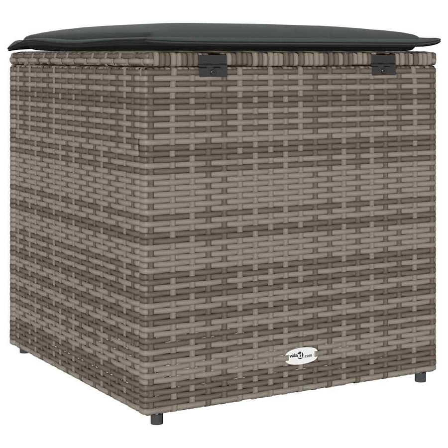 Kussenbox met opslag Grijs 50 x 50 x 50 cm poly rattan