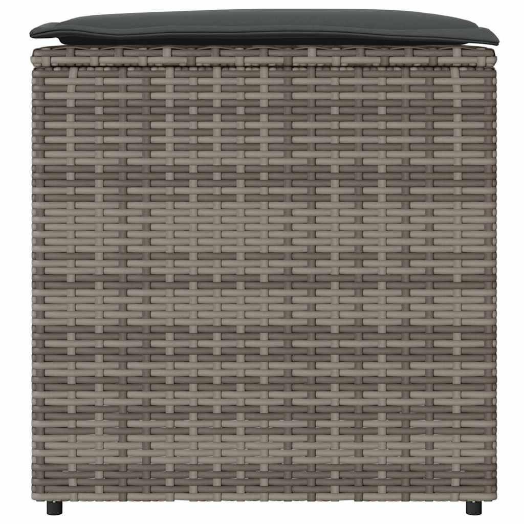 Kussenbox met opslag Grijs 50 x 50 x 50 cm poly rattan