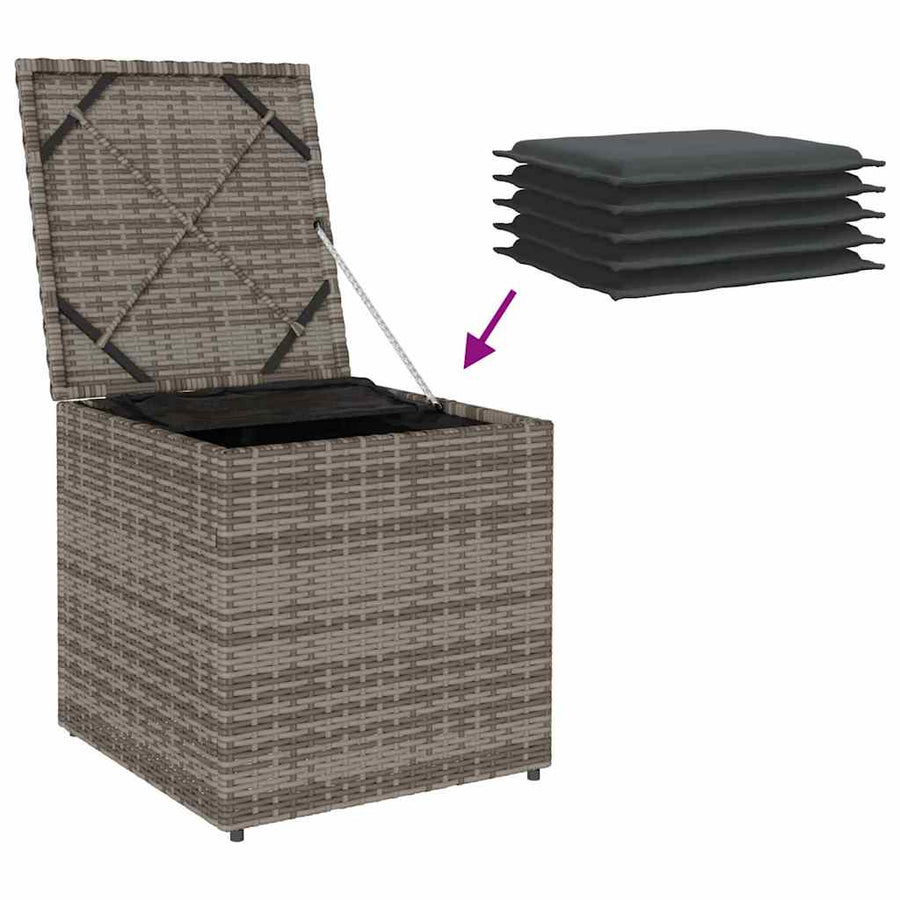 Kussenbox met opslag Grijs 50 x 50 x 50 cm poly rattan