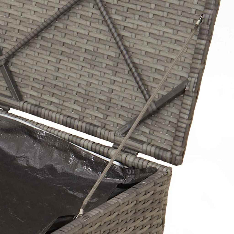 Kussenbox Met Opslag 50 X 50 X 50 Cm Poly Rattan grijs en marineblauw