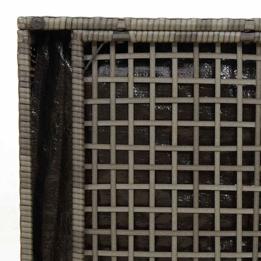 Kussenbox Met Opslag 50 X 50 X 50 Cm Poly Rattan grijs en marineblauw