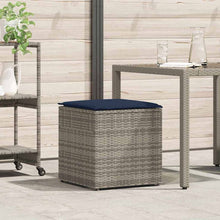 Kussenbox Met Opslag 50 X 50 X 50 Cm Poly Rattan grijs en marineblauw