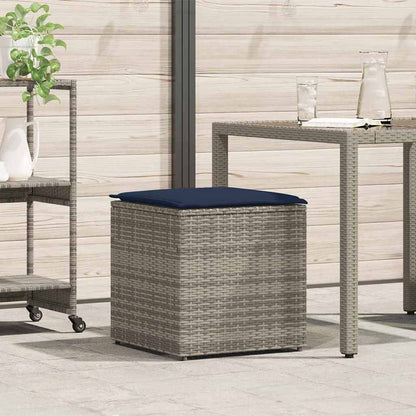 Kussenbox Met Opslag 50 X 50 X 50 Cm Poly Rattan grijs en marineblauw