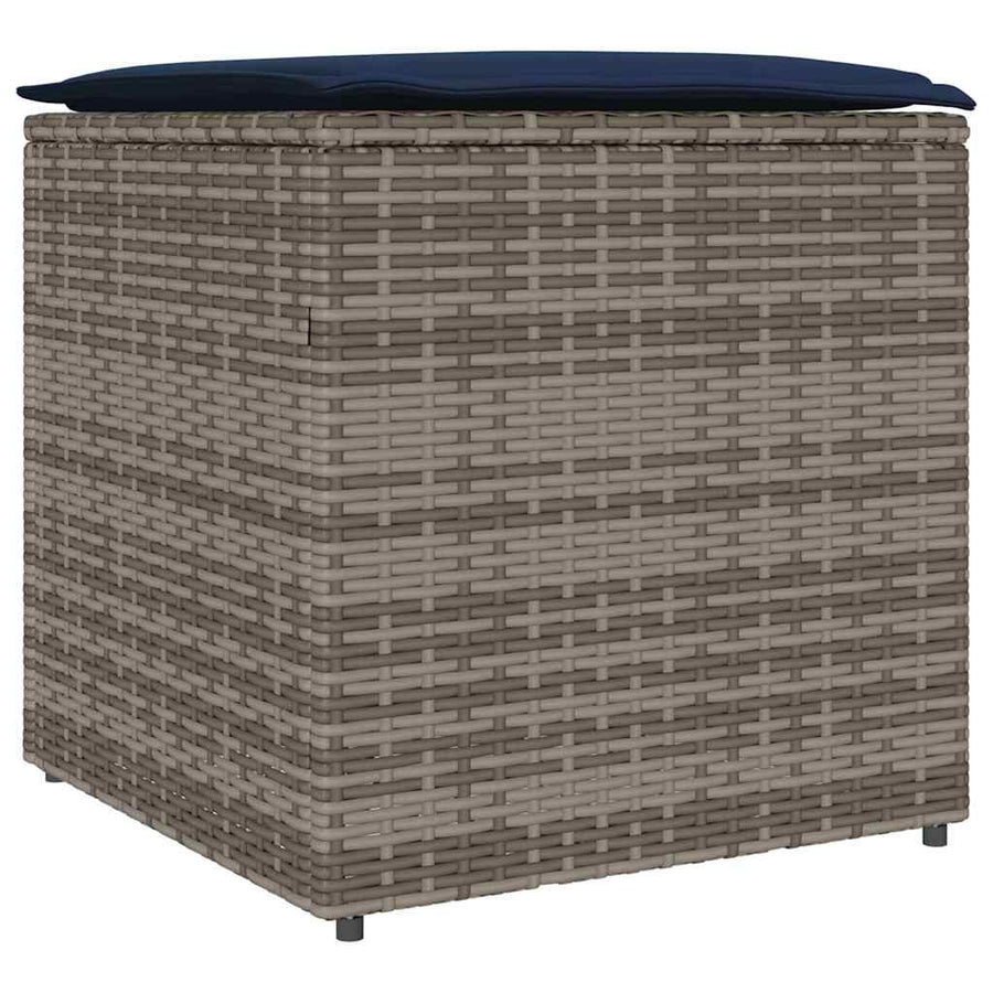 Kussenbox Met Opslag 50 X 50 X 50 Cm Poly Rattan grijs en marineblauw
