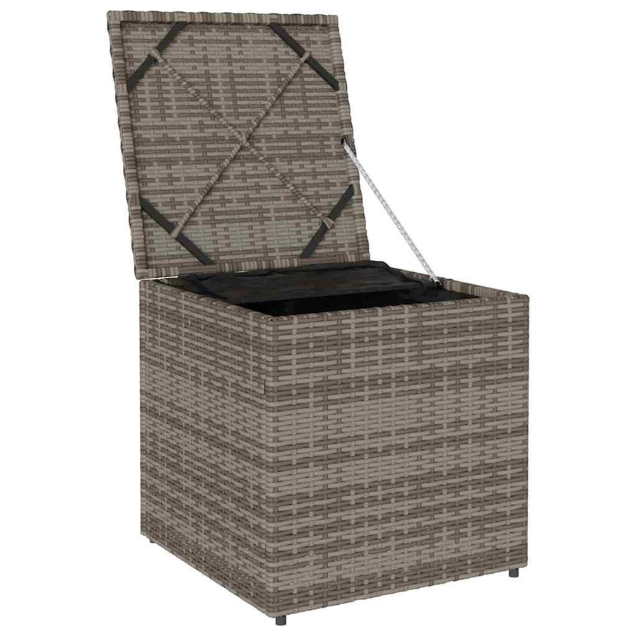 Kussenbox Met Opslag 50 X 50 X 50 Cm Poly Rattan grijs en marineblauw