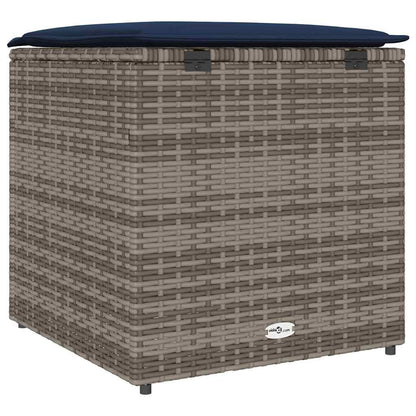 Kussenbox Met Opslag 50 X 50 X 50 Cm Poly Rattan grijs en marineblauw