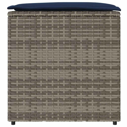 Kussenbox Met Opslag 50 X 50 X 50 Cm Poly Rattan grijs en marineblauw