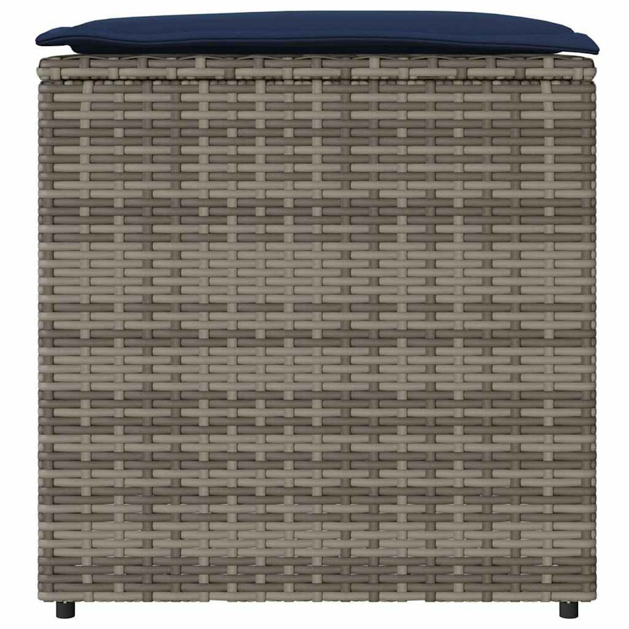 Kussenbox Met Opslag 50 X 50 X 50 Cm Poly Rattan grijs en marineblauw