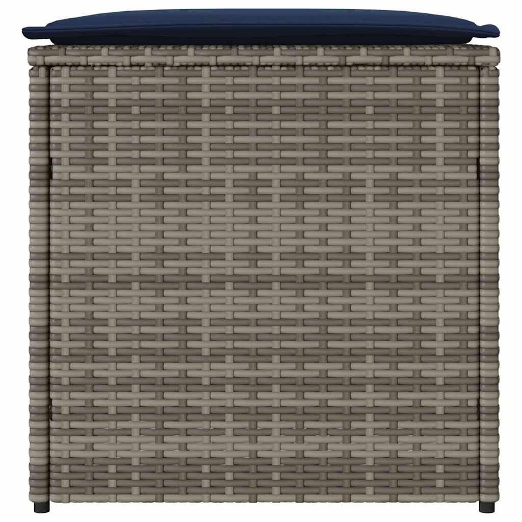 Kussenbox Met Opslag 50 X 50 X 50 Cm Poly Rattan grijs en marineblauw