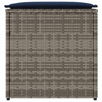 Kussenbox Met Opslag 50 X 50 X 50 Cm Poly Rattan grijs en marineblauw