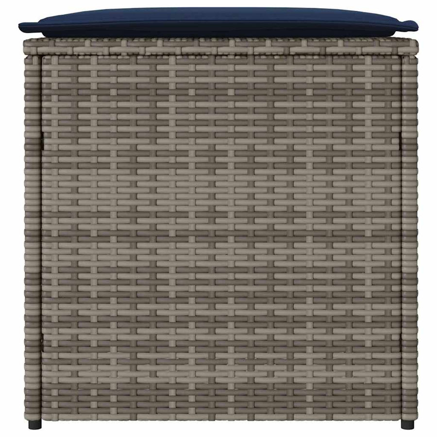 Kussenbox Met Opslag 50 X 50 X 50 Cm Poly Rattan grijs en marineblauw