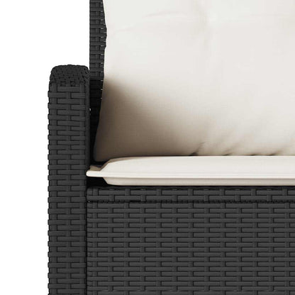 Loungebank met kussens L-vormig poly rattan zwart