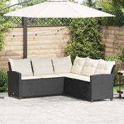 Loungebank L-vormig poly rattan zwart 184x184x80 cm