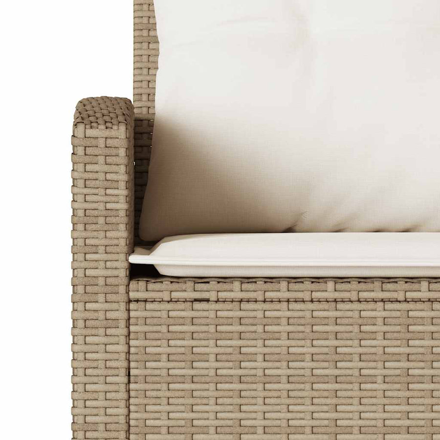 Loungebank Met Kussens L-Vormig Poly Rattan Beige 1 Crèmewit