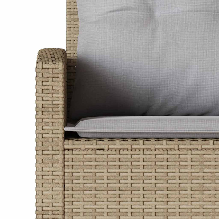 Loungebank Met Kussens L-Vormig Poly Rattan 1 Beige Lichtgrijs
