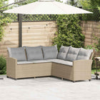 Loungebank L-vormig poly rattan beige 184x184x80 cm