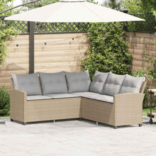 Loungebank Met Kussens L-Vormig Poly Rattan 1 Beige Lichtgrijs