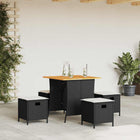 5-piece Garden Set with Cushions, Poly Rattan, Black