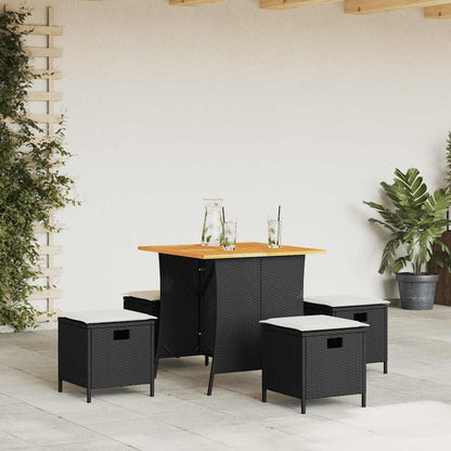 5-Delige Tuinset Met Kussens Poly Rattan Zwart Crèmewit