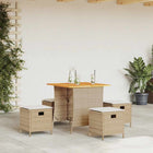 5-piece Garden Set with Cushions, Poly Rattan, Beige
