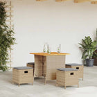 Tuinset 5-delig poly rattan beige met kussens
