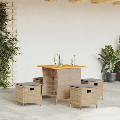 5-Delige Tuinset Met Kussens Poly Rattan Beige Lichtgrijs