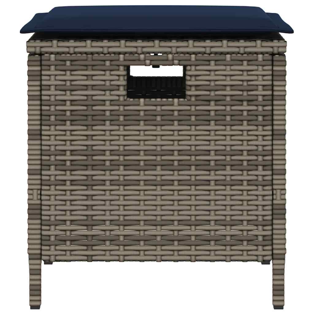 5-Delige Tuinset Met Kussens Poly Rattan Grijs Marineblauw