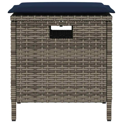 5-Delige Tuinset Met Kussens Poly Rattan Grijs Marineblauw
