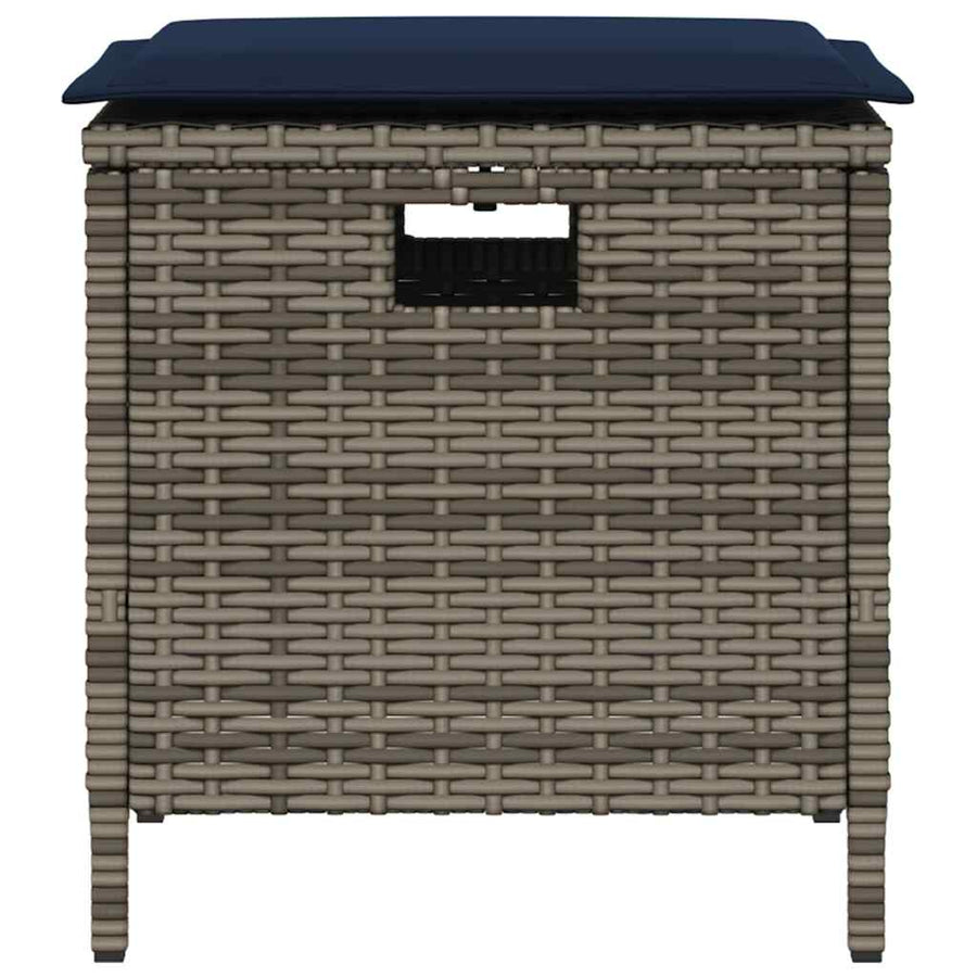 5-Delige Tuinset Met Kussens Poly Rattan Grijs Marineblauw