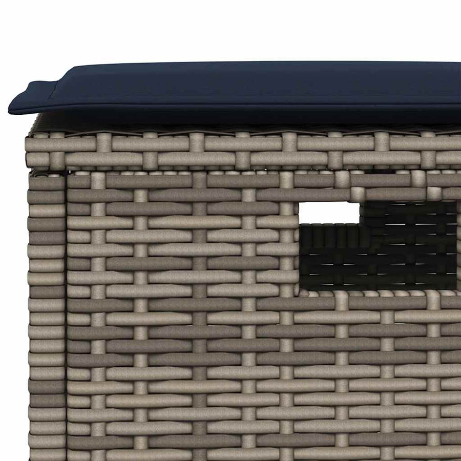 5-Delige Tuinset Met Kussens Poly Rattan Grijs Marineblauw