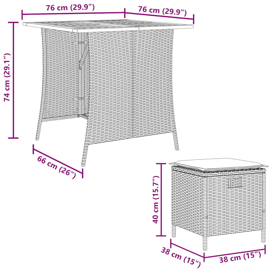 5-Delige Tuinset Met Kussens Poly Rattan Grijs Marineblauw