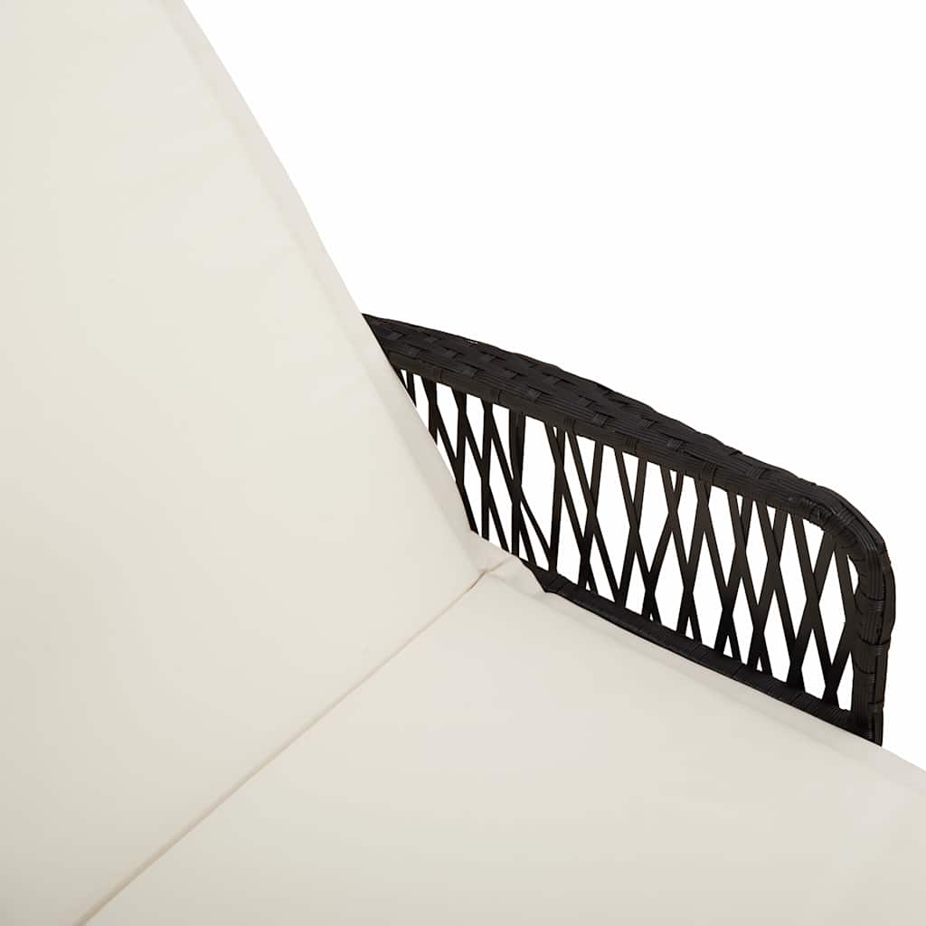 Ligstoel En Cream Wit 55 X 200 X 92 Cm Poly Rattan Zwart en crèmewit Ligbed