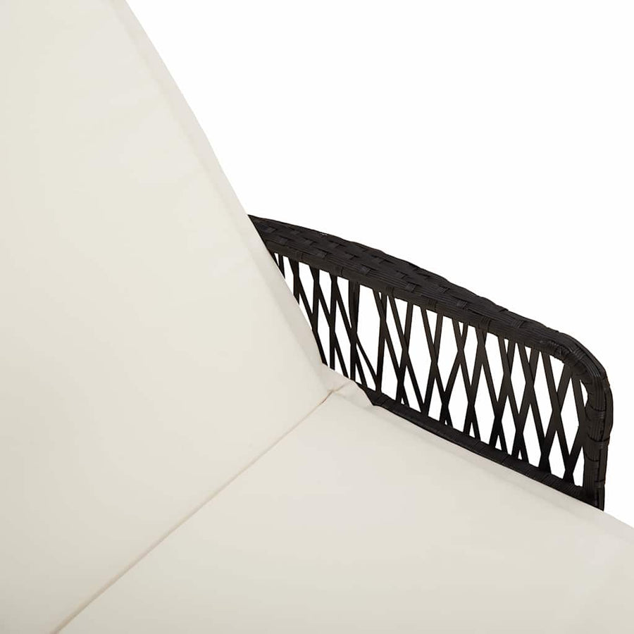 Ligstoel En Cream Wit 55 X 200 X 92 Cm Poly Rattan Zwart en crèmewit Ligbed