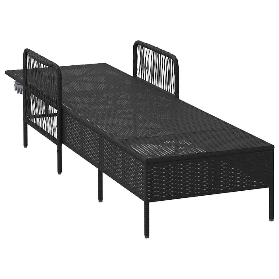 Ligstoel En Cream Wit 55 X 200 X 92 Cm Poly Rattan Zwart en crèmewit Ligbed
