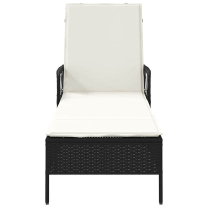 Ligstoel En Cream Wit 55 X 200 X 92 Cm Poly Rattan Zwart en crèmewit Ligbed