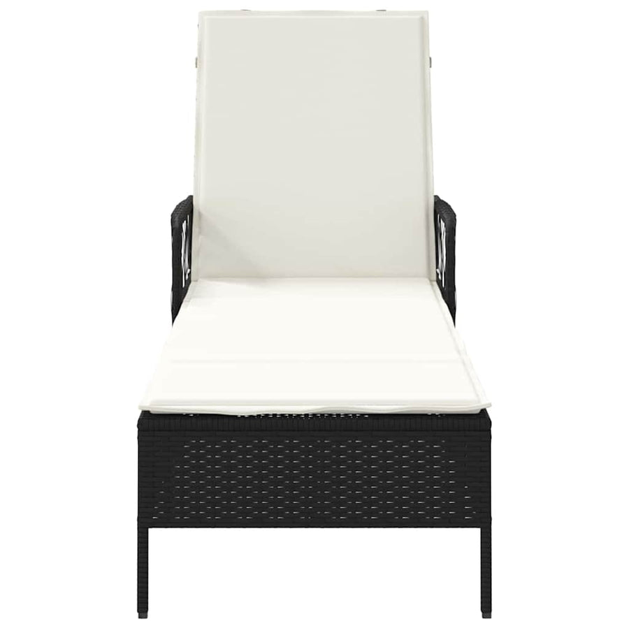 Ligstoel En Cream Wit 55 X 200 X 92 Cm Poly Rattan Zwart en crèmewit Ligbed
