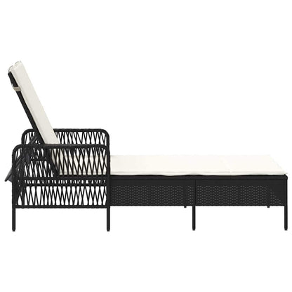 Ligstoel En Cream Wit 55 X 200 X 92 Cm Poly Rattan Zwart en crèmewit Ligbed